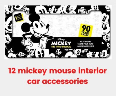 mickey mouse interior car accessories: a big mickey mouse on black and white background